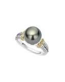 Luna Small Tahitian Pearl Button Ring