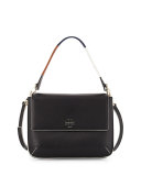 Berkeley Leather Messenger Bag, Black/White
