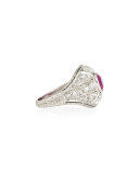 Estate Art Deco Ruby & Diamond Engagement Ring, Size 5.25