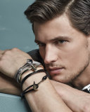Anchor Leather Bracelet, Black 