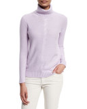 Long-Sleeve Turtleneck Cashmere Sweater, Lilac Blossom