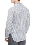 Check Long-Sleeve Sport Shirt, Gray/Blue
