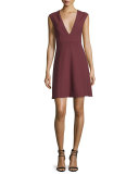 Charlie Sleeveless V-Neck Stretch Dress, Bordeaux
