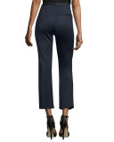 High-Waist Flare-Leg Cropped Trouser, Navy