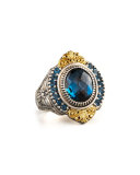 Pave London Blue Topaz Ring