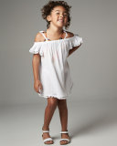 Eden Pompom Swim Coverup, White, Size 4-7