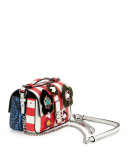 Double-Compartment Striped Micro Snakeskin Shoulder Bag, Multi