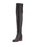 Karialta Leather 70mm Red Sole Over-the-Knee Boot, Black
