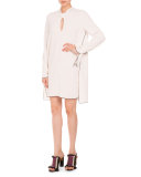 Knotted-Neck Long-Sleeve Dress