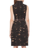 Sleeveless Gnu-Print Belted Dress, Date