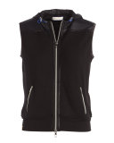 Zip-Up Hooded Gilet Vest, Black
