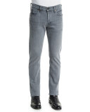 Straight-Fit Yarn-Dyed Selvedge Denim Jeans, Light Gray