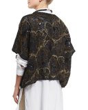 Embroidered Oversized Short-Sleeve Sweater, Black