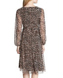 Avery Long-Sleeve Leopard-Print Wrap Dress 