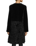 Long Merino & Kalgan Shearling Coat, Black