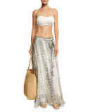 Sandals Tie-Dye Silk Maxi Skirt, Brown