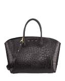 Brera 34 Sport Ostrich Satchel Bag, Black