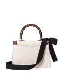 Lilith Leather Top-Handle Satchel Bag, White/Red/Black