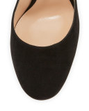 Suede Ankle-Wrap 105mm Pump, Black