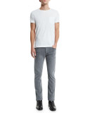 Straight-Fit Yarn-Dyed Selvedge Denim Jeans, Light Gray