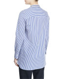Monili-Embellished Striped Tunic, Blue