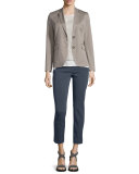 Four-Way Stretch Cropped Pants, Navy 