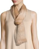 Modal-Cashmere Streaks Scarf, Buff 