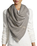 Metallic-Striped Wool-Blend Scarf, Light Gray