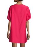 Boat-Neck Dolman Shift Dress, Rose