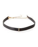 Ivy Janet Leather Choker Necklace with Diamonds