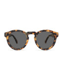 Leonard Round Monochromatic Sunglasses, Tortoise