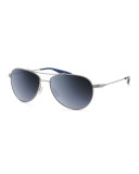 Lovitt 59 Aviator Sunglasses, Silver/Blue