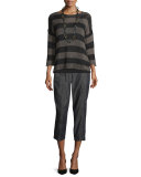 Crisp Organic Cotton Striped Sweater, Oregano