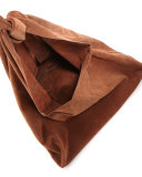 Bindle Knot Suede Hobo Bag, Saddle