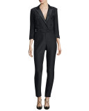 Daffodil Taffeta Tuxedo Jumpsuit, Black