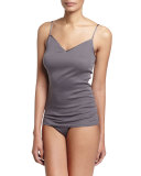 Seamless V-Neck Cotton Camisole, Ebony