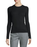 Long-Sleeve Featherweight Cashmere Top, Black