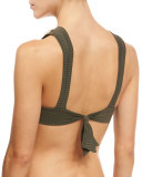 Every Day in Fashion Embellished High-Neck Swim Top, Gray