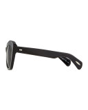 Emmy Plastic Square Polarized Sunglasses, Black