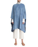 Sleighton Suede Poncho, Dusky Sky Blue