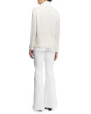 Cashmere Ribbed-Trim Turtleneck Sweater, Soft White
