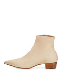 Ambra Suede Pointed-Toe Bootie, Taupe