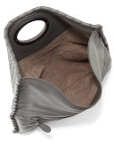 Veneta Turn-Lock Clutch Bag, New Light Gray