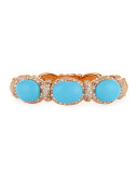 Turquoise Cabochon & Diamond Bangle Bracelet
