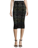 Ani Laser-Cut Multicolor Pencil Skirt