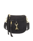 Leather Dog Clip Saddle Bag, Black