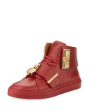 Women's 100mm Strap High-Top Sneaker, Scarlext Red