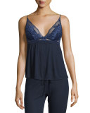 Noor Lace Jersey Camisole, Navy