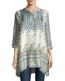 Simon Handkerchief-Hem Printed Silk Tunic, Multi