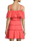 Aster Pompom-Trim Sundress/Coverup, Red